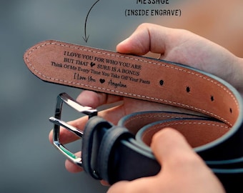 Personalized Leather Belt for Men | Custom Engraved Gift | Handmade Anniversary Belt | Valentine's Day Gift for Husband