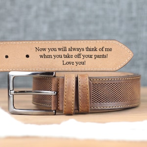 Custom Handmade Belt - Anniversary Gift - Father&#39;s Day Gift - Engraved Leather Belt -Grooms Men Gift- Genuine Leather - Gift for him