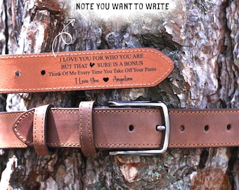 Custom Engraved Real Leather Belt Personalized Gift for Men