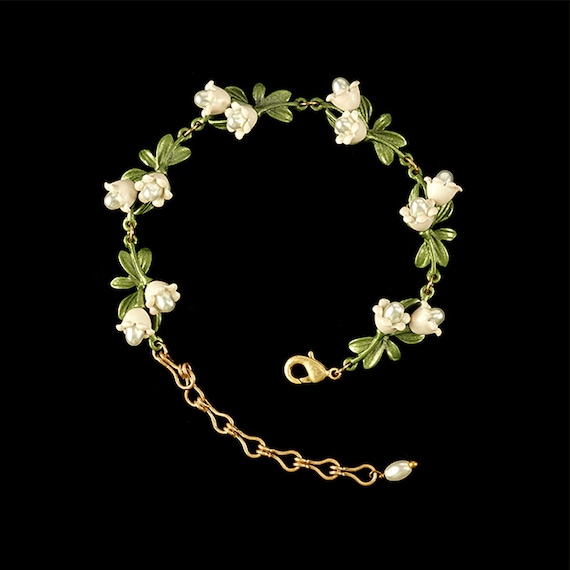 Lily of the Valley Bracelet Adjustable Floral Bracelet for Women