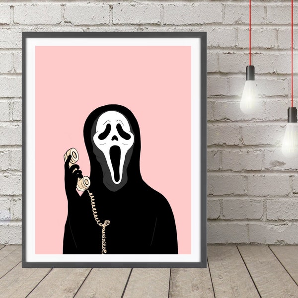 Killer Calling (Pink Background) - Scream Art, Ghostface, Digital Art, Printable Art