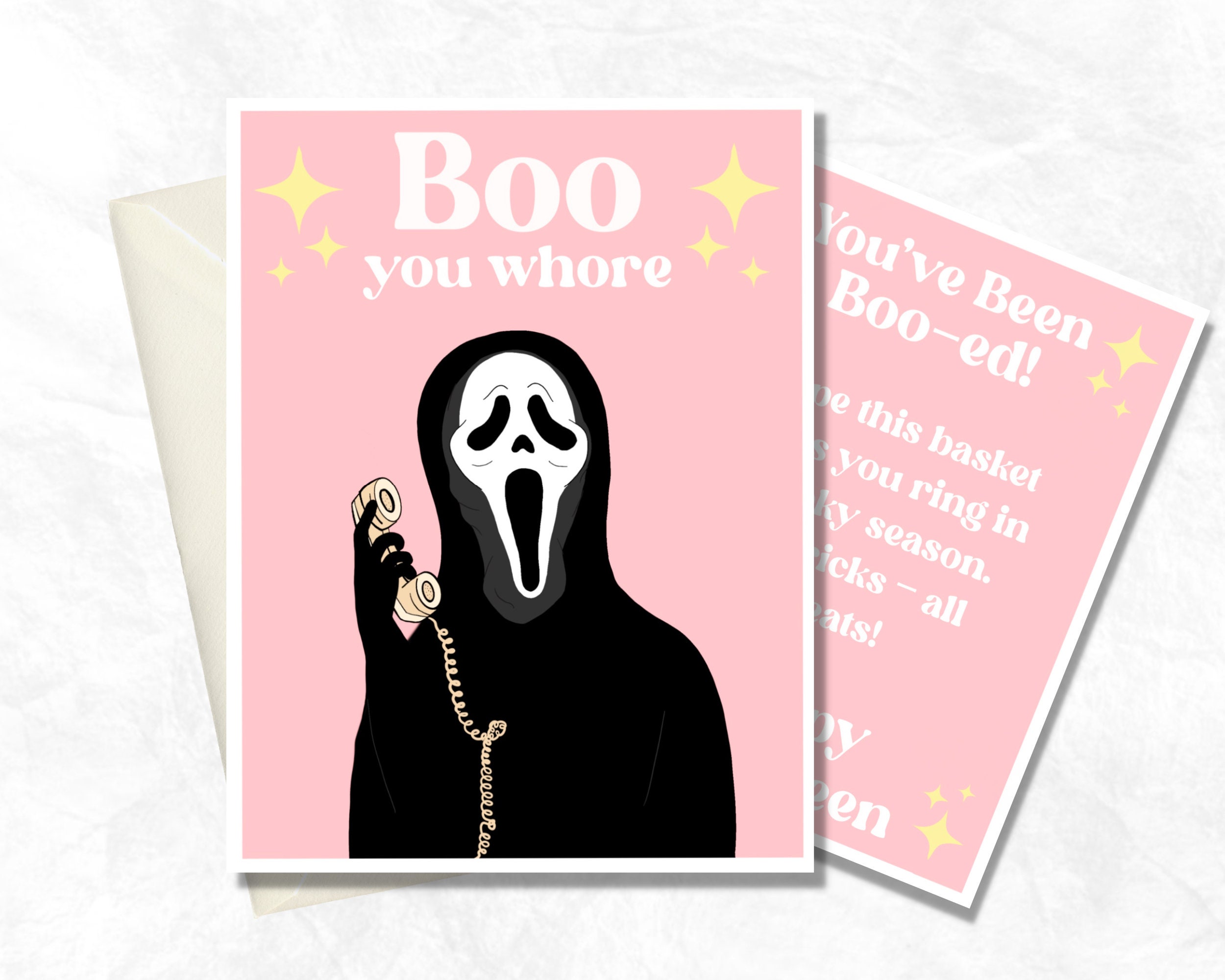 Wholesale Ghostface Boo You Whore Mean Girls Sticker for your store - Faire