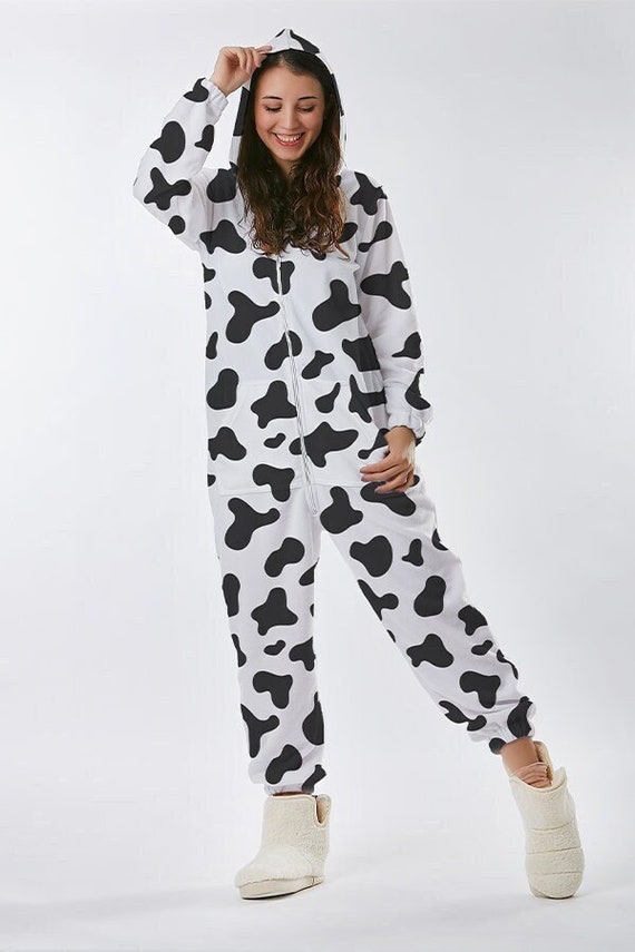 Hoodies Pajamas Jumpsuit, Adult Cow Pajama Onesie