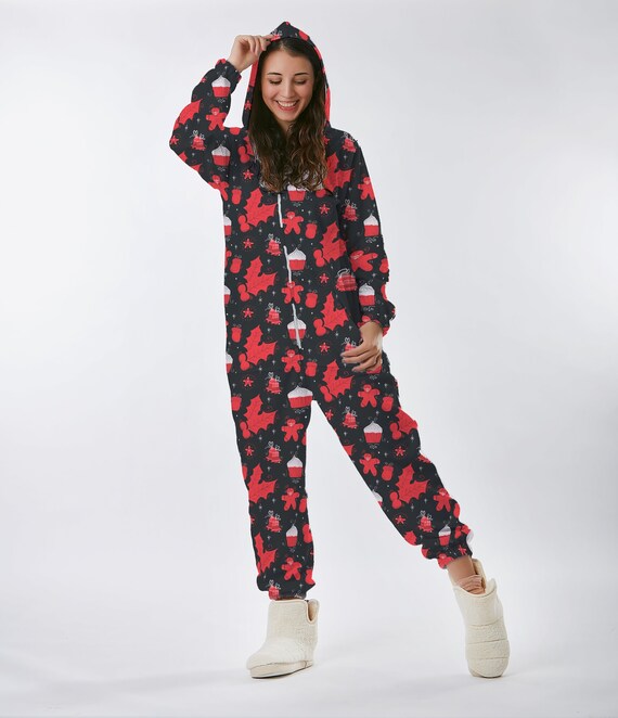 Holiday Pajamas Christmas Onesie Christmas Pajamas Adult Onesie