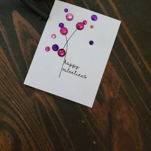 Tarjeta de San Valentín, tarjeta hecha a mano, burbujas / globos de gemas acrílicas, tarjeta "Feliz San Valentín".