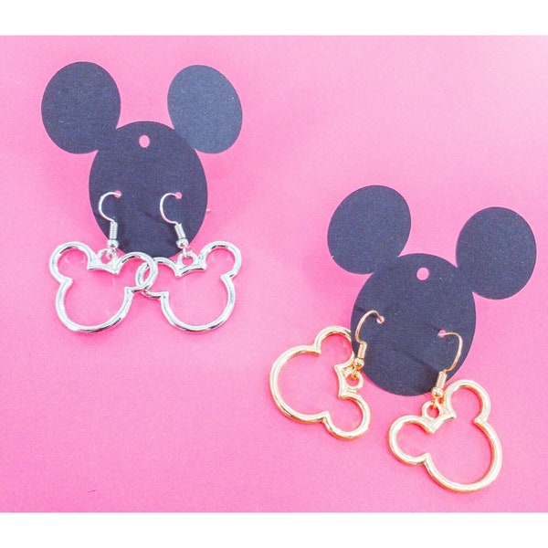 Disney Mickey Minnie Dangle Gold Silver Kids Womens Earrings
