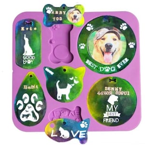 Pet Name Tag Silicone Mold Dog Bone Paw Silicone Resin Mold