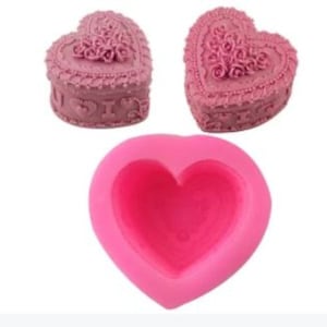 Heart rose LOVE 3d DIY Silicone handmade soap, cake mold