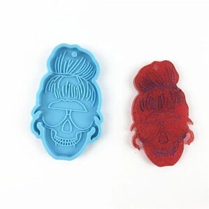 Skeleton Girl in Sunglasses keychain silicone mold