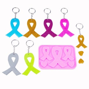 Multi Size Shiny Cancer Keychain Mold Ribbon Silicone Mold
