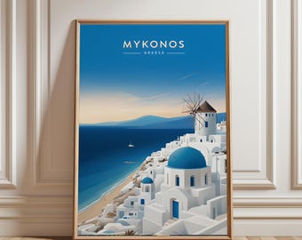 Mykonos Travel Digital Print Wall Art Greece Wall Hanging Home Decoration Mykonos Gift Art Lovers Wall Art Print Mykonos Greece Wall Poster