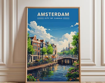 Amsterdam Travel Digital Print Wall Art ,Amsterdam Wall Hanging Home Décor, Amsterdam Gift, Art Lovers, Netherlands Art Lover Gift Decor