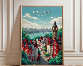Impresión digital descargable de la ciudad de Londres, póster de viaje de Londres para regalar, póster de arte mural de Londres, decoración colgante para el hogar de Londres.