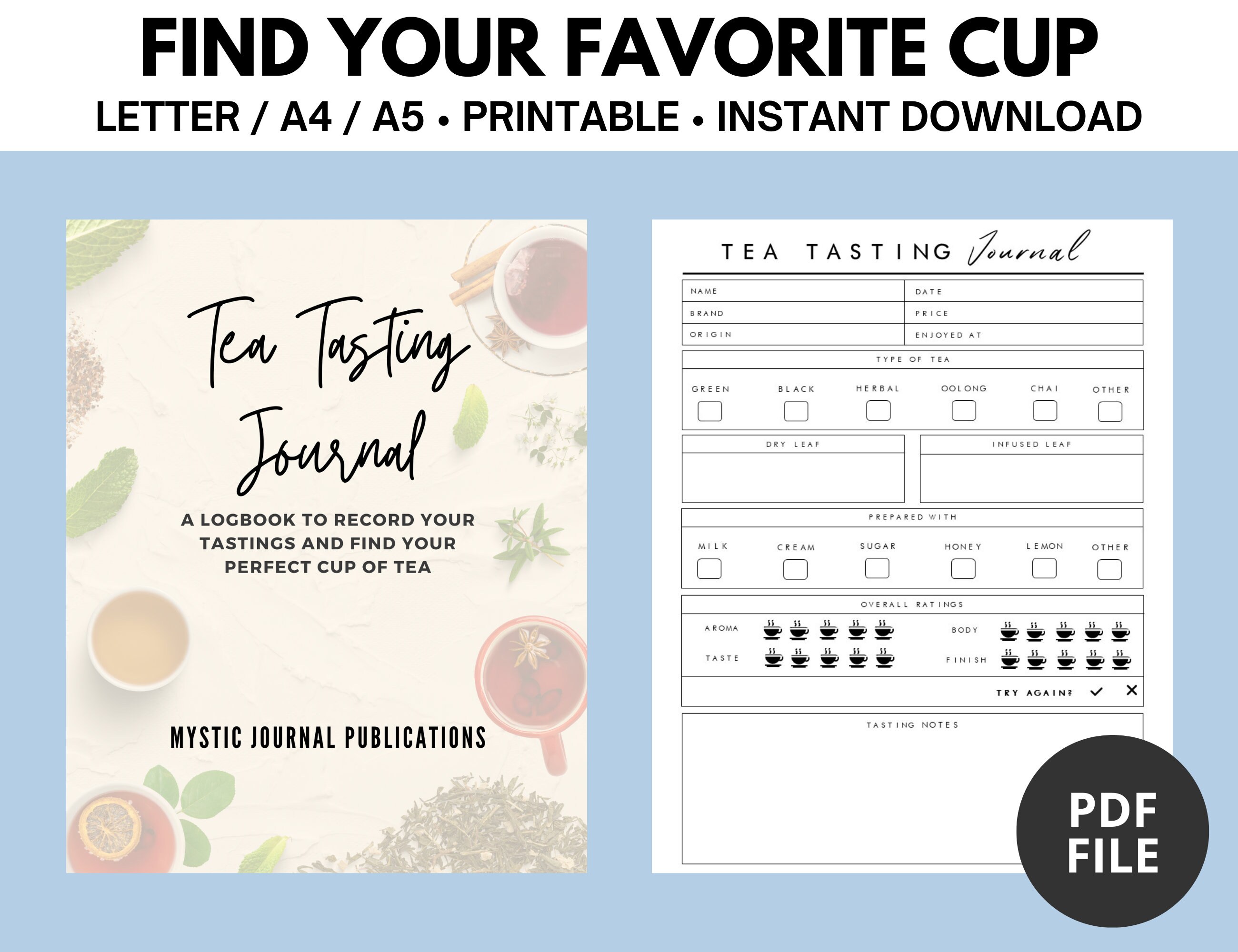 Tea Tasting Journal A Logbook to Record Your Tastings and Etsy