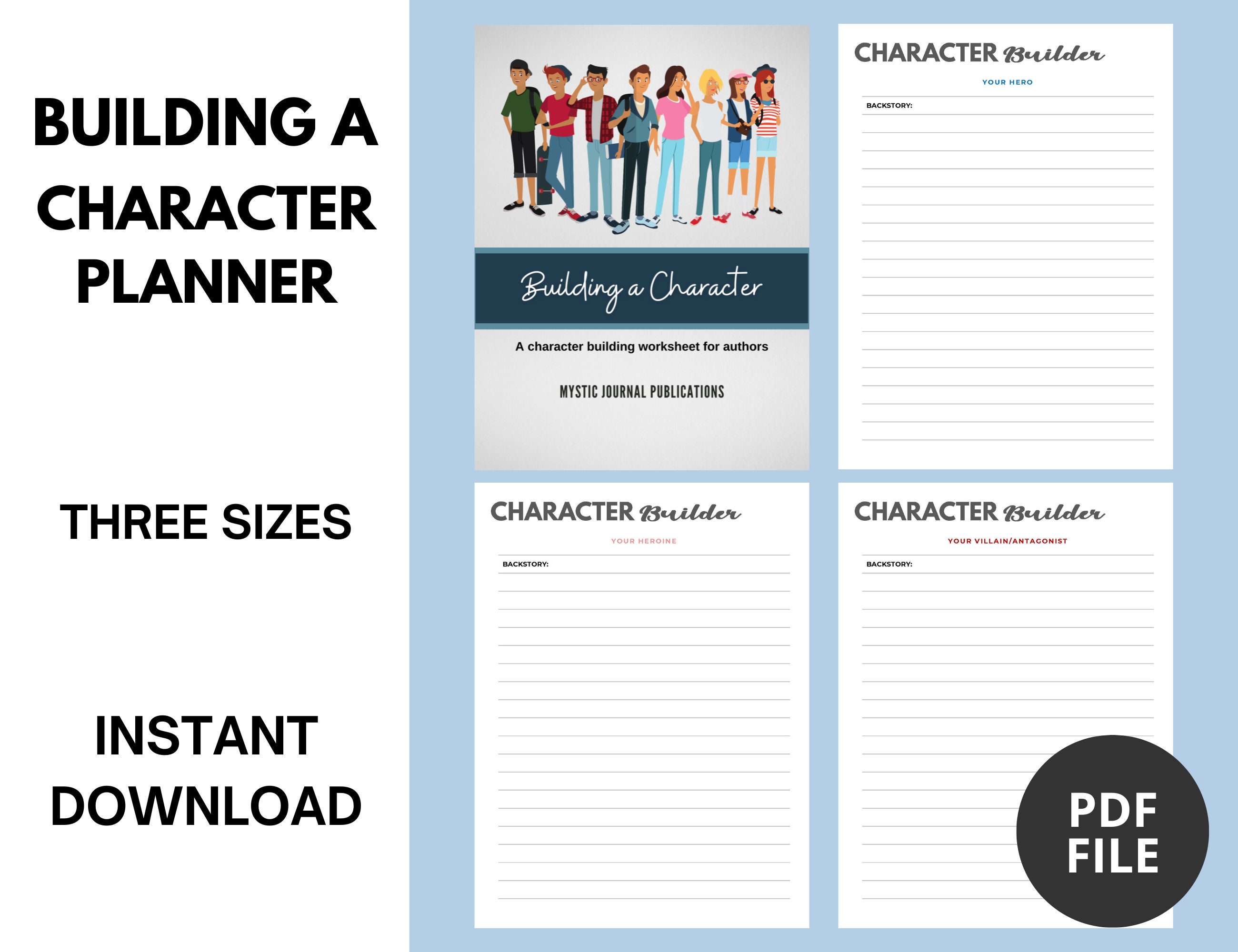 Character Worksheet Etsy