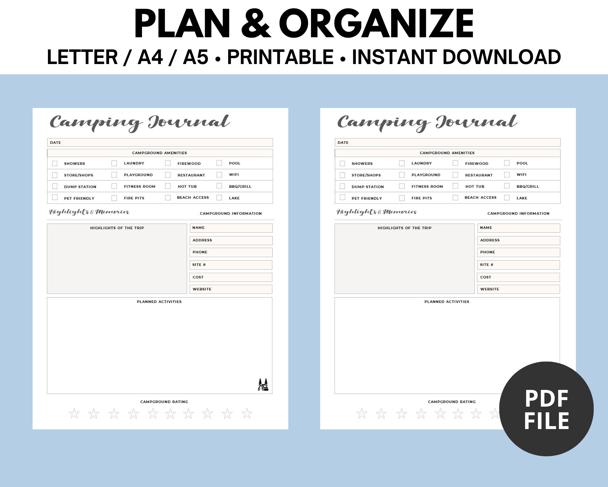 Let's Go Camping! Printable Camping Journal - Plan, Organize, and ...