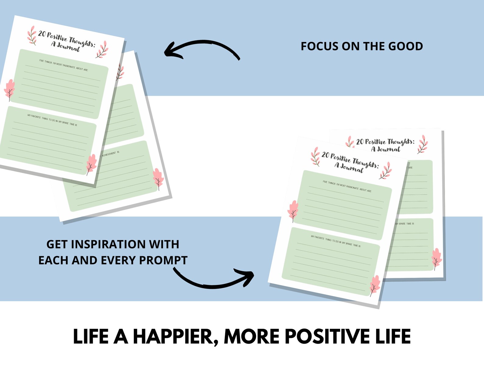 20 Positive Thoughts Journal: a Printable Journal to Help You - Etsy