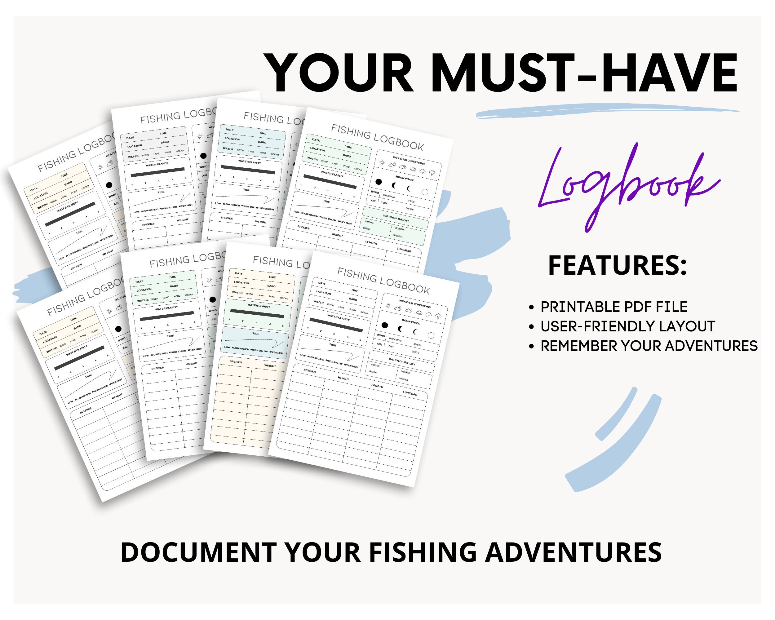 Let's Go Fishing! Printable Fishing Logbook - Track, Record, and ...