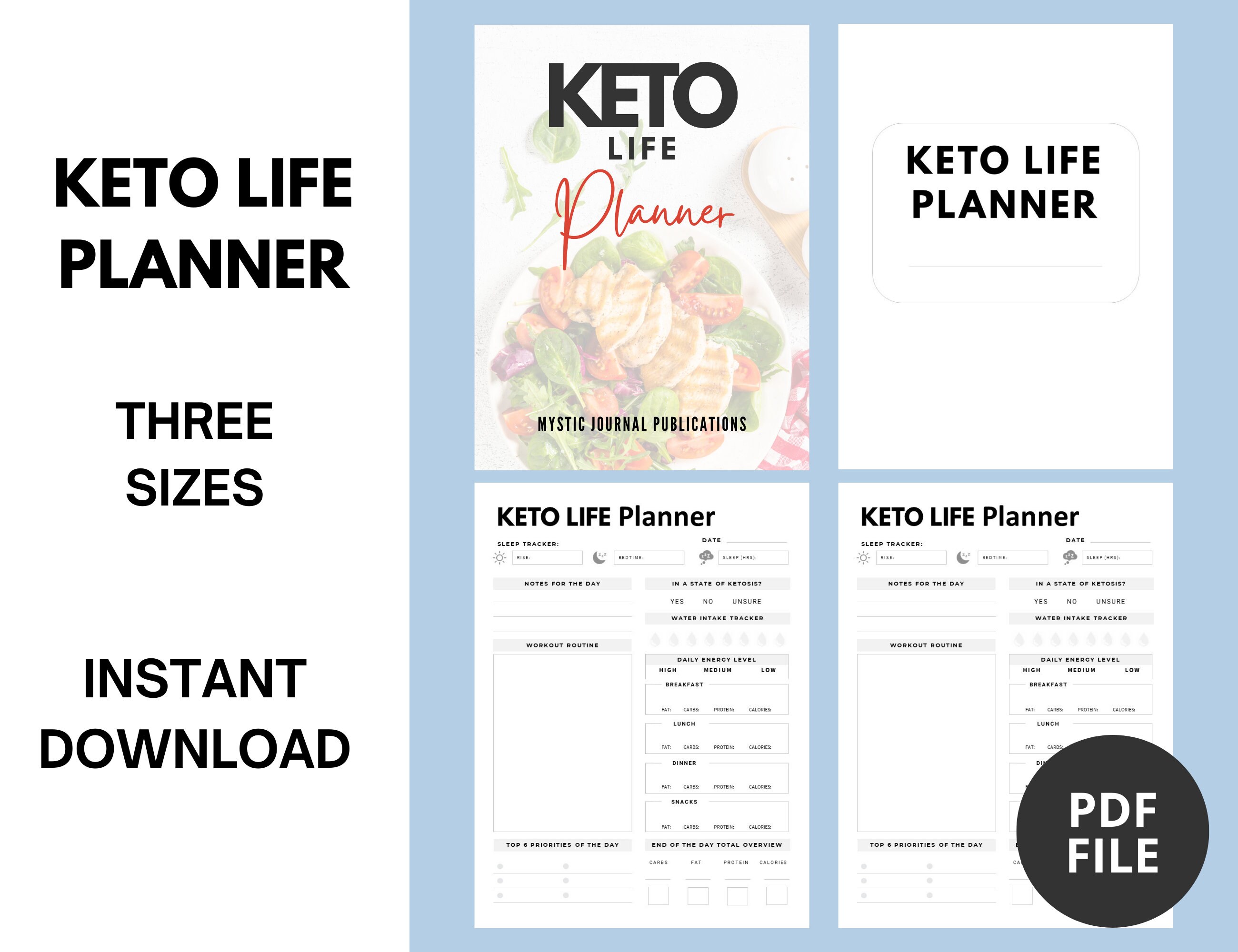 Keto Life Planner Track Sleep Water Intake Ketosis Etsy