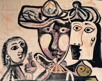 Picasso Sciarpa di seta Bambino Donna e uomo Arte moderna Arte della metà del secolo Arte modernista Brutalismo