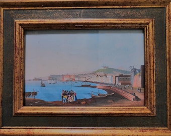 Antique  Paintings 2 italian Grand Tour paintings Seascape XIX th century Framed painting