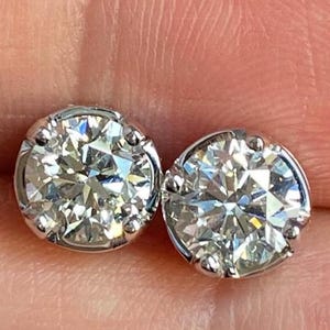 1ct Each Round Cut Moissanite Classic Stud Earrings For Women, Moissanite Simple Circle Earrings