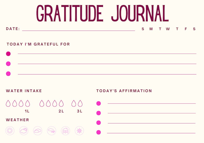GRATITUDE JOURNAL Template printable Etsy