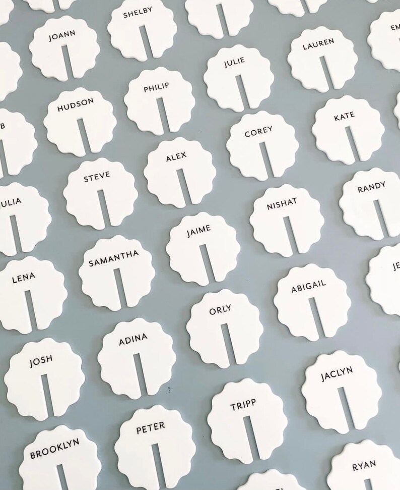 Acrylic Wedding Name Place Cards Ideas WAVY Place Names Etsy