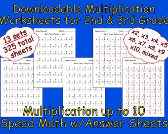 Wiskunde Vermenigvuldiging Keertabellen Snelheid Werkbladen voor 2e en 3e leerjaar - Afdrukbare vermenigvuldigingspraktijk voor basisschoolleerlingen