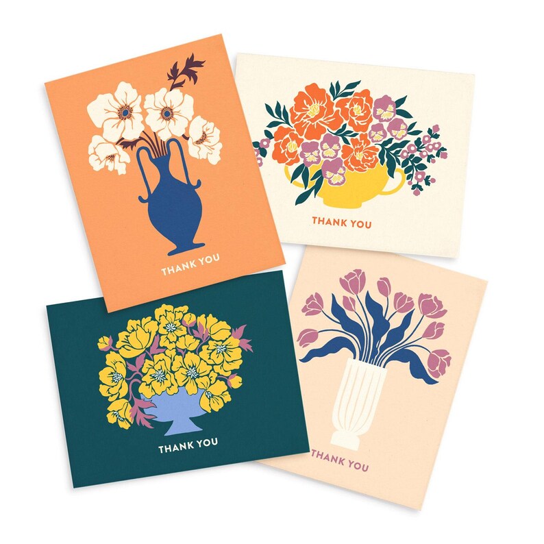 Flower Vase Thank You Card Set: Original Art, Box Set of 8 - Etsy