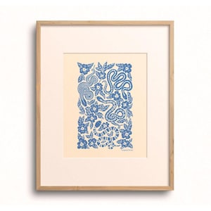 Cerulean Garden Snakes Art Print