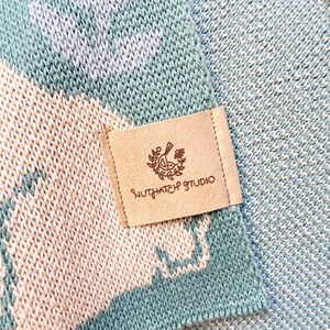 Bunny Meadows Organic Cotton Throw Blanket in Sage Green: Original Art, 50x60 Knit Blanket image 2