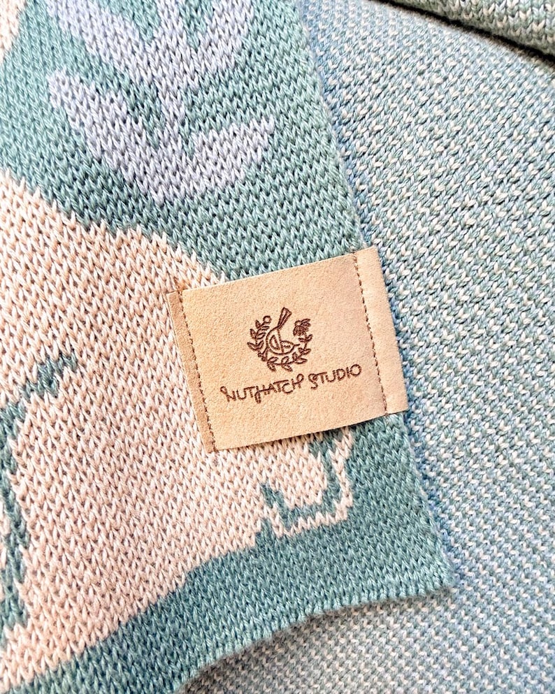 Bunny Meadows Organic Cotton Throw Blanket in Sage Green: Original Art, 50x60 Knit Blanket image 2