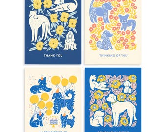 Dogs All-Occasion Greeting Card Set: Original Art, Box Set of 8