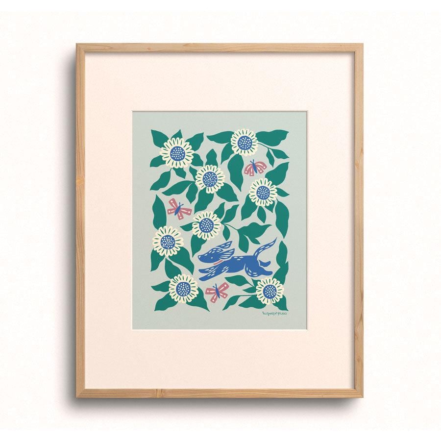 Daisy Dog Giclée Art Print: Playful Pup & Florals Wall Decor - Etsy
