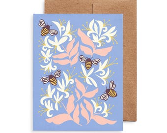 Bees & Honeysuckle Card