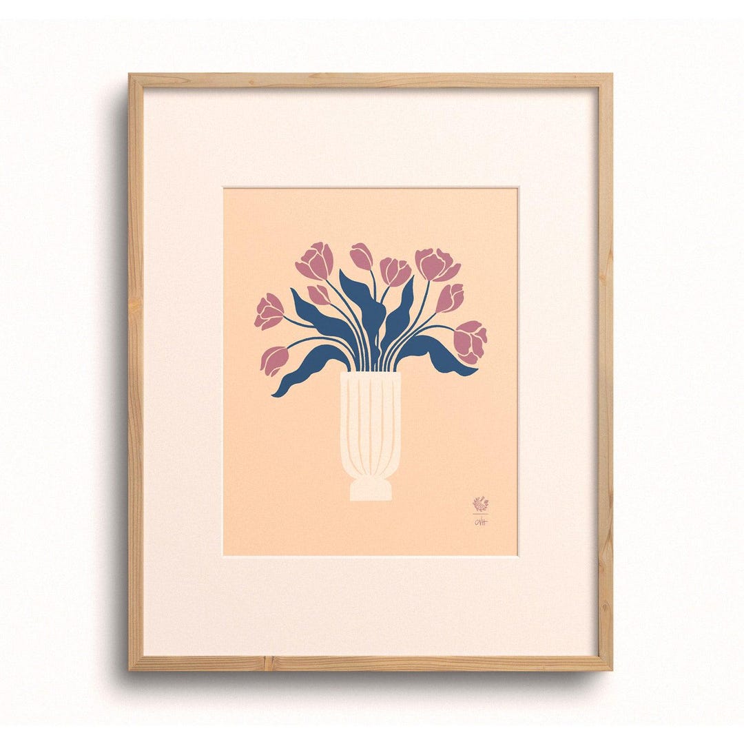 Tulip Bouquet Vase Giclée Art Print: Modern Floral Wall Decor - Etsy