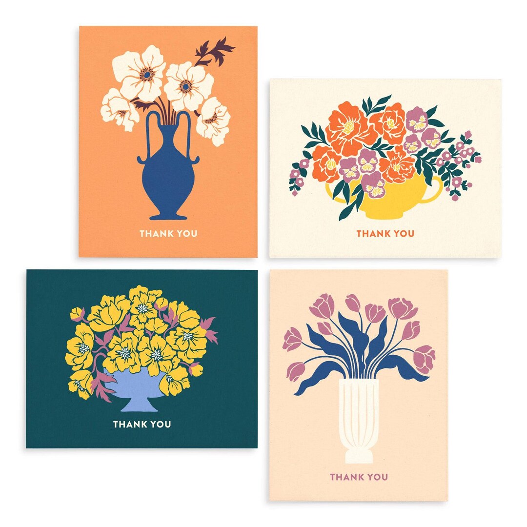 Flower Vase Thank You Card Set: Original Art, Box Set of 8 - Etsy