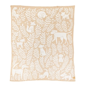 Dog Park Recycled Cotton Throw Blanket in Cream: Original Art, 50x60 Knit Blanket