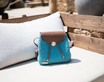 Handmade Cotton Woven Backpack – Crochet Knit Bag