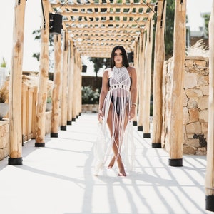 Boho Bride Dress - Bachelorette Party Dress - Beach Cover-Up - Macrame - Pregnancy Photoshoot Dress - Festival Dress