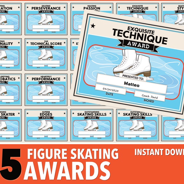 Editable Figure Skating Award Certificates