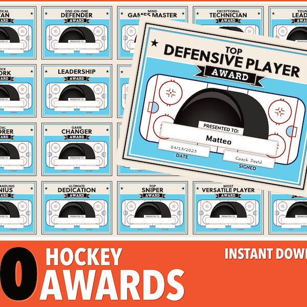 Certificats de récompense de hockey modifiables