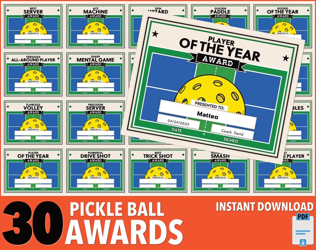 Editable Pickleball Award Certificates Etsy