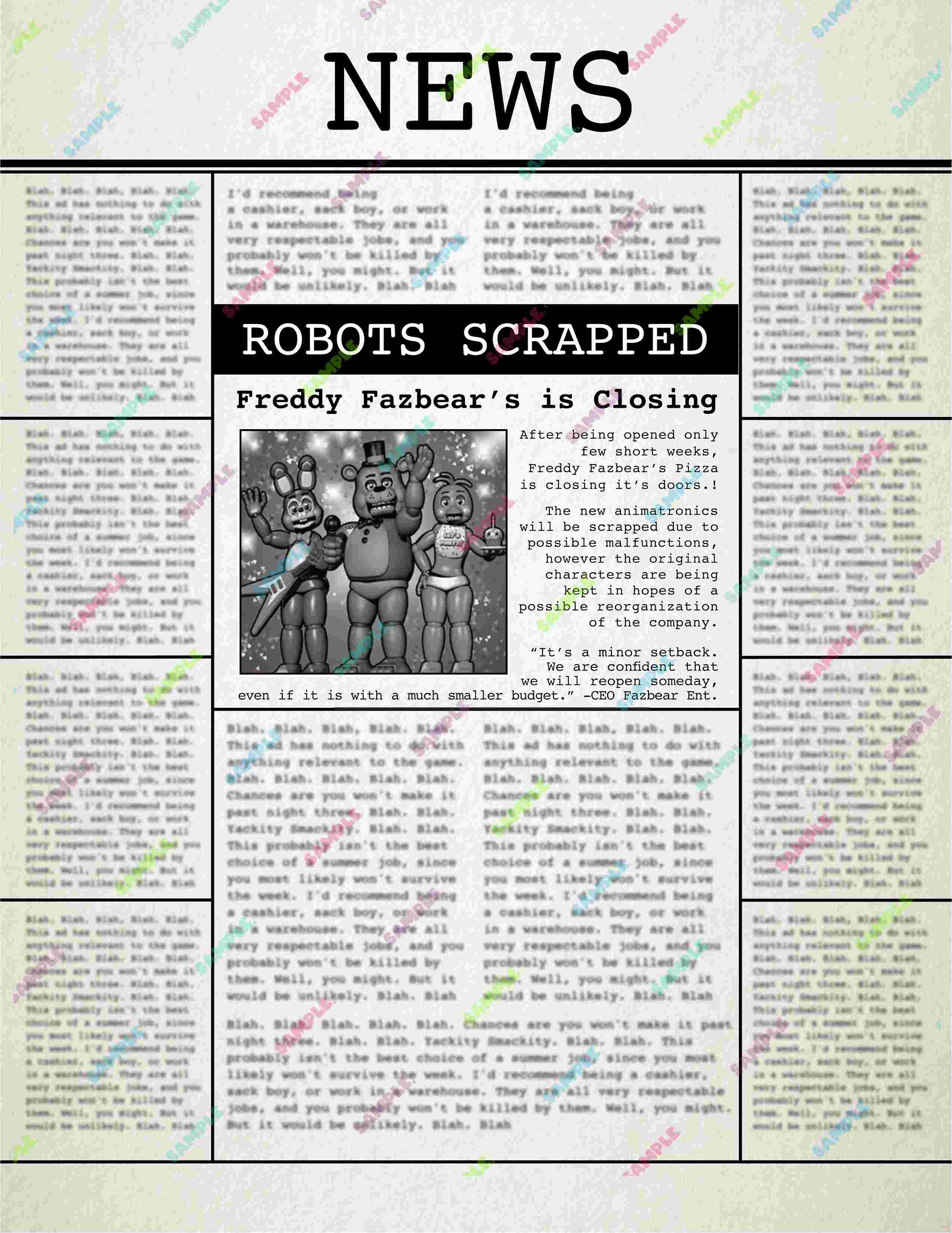 FNAF Newspaper Clippings / Classified Etsy FNAF Newspaper Clippings / Classified Etsy