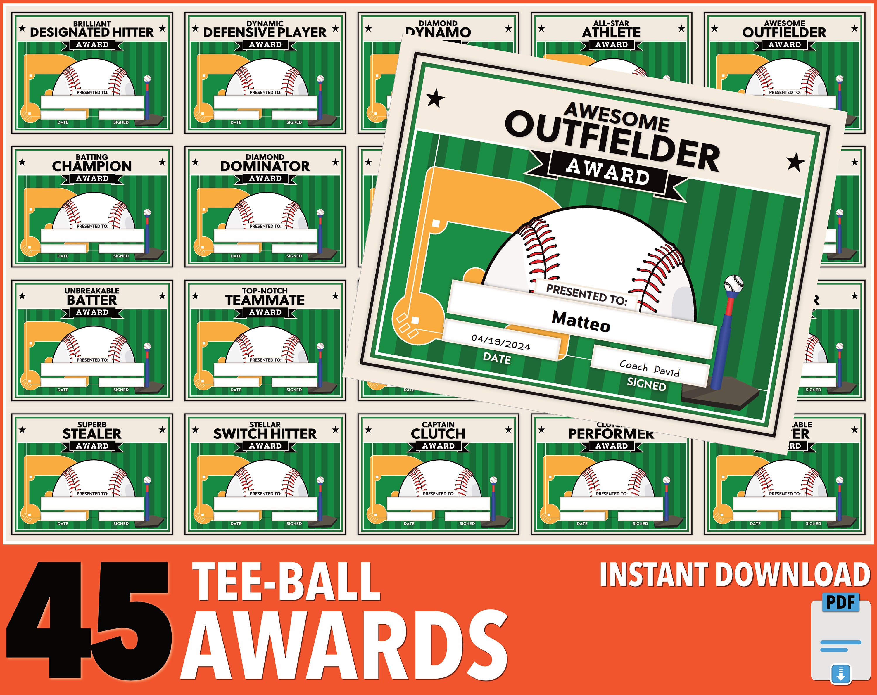 Editable Teeball Award Certificates Etsy