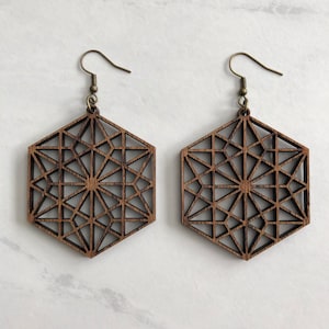 Pendientes de madera Asanoha