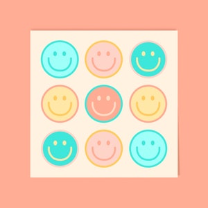 Printable Colorful Smiley Face Digital Art | Bright Happy Wall Art Print