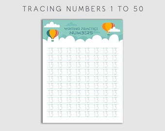 writing numbers 1 50 etsy