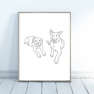 CUSTOM LINE ART Dog, Single Line Art Dog, Custom Line Drawing Dog, One Line Drawing Dog, Two Dogs Portrait, One Line Dog, Dog Sketch, Lover